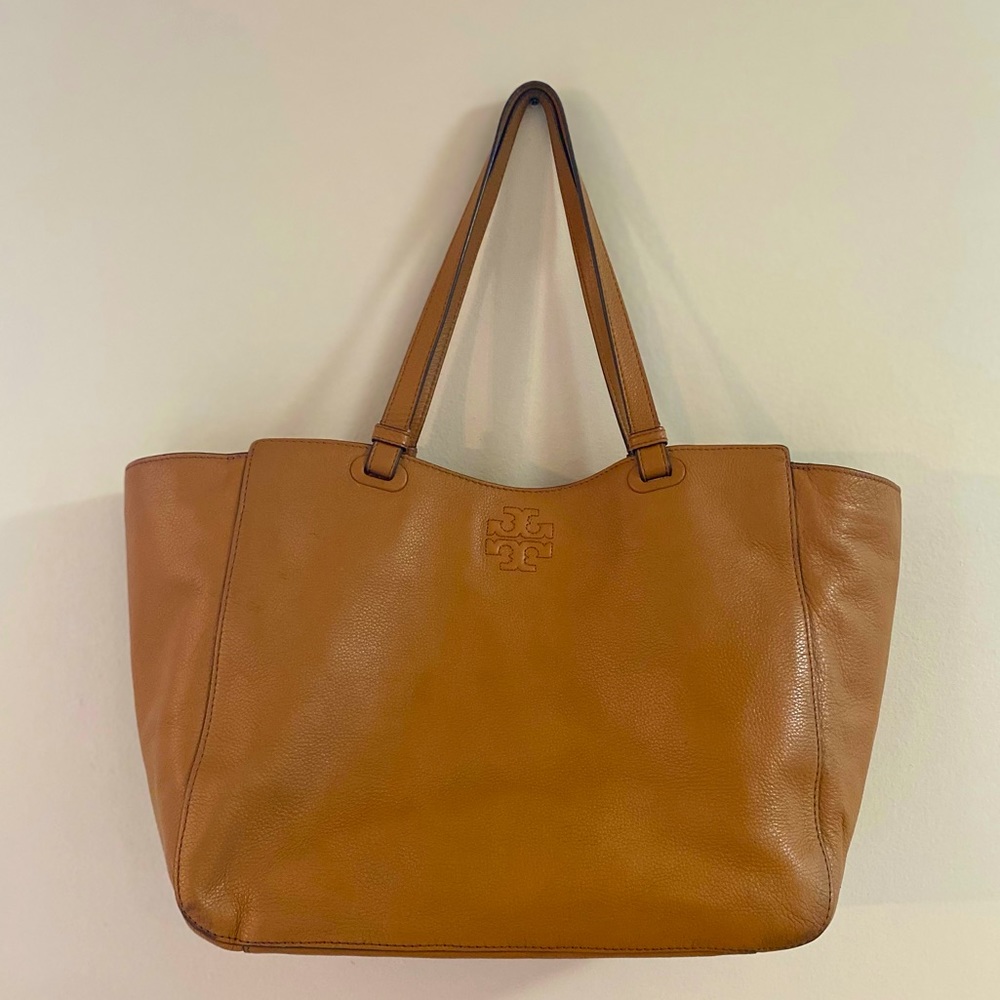 Tory Burch Diaper Leather Tote in Camel